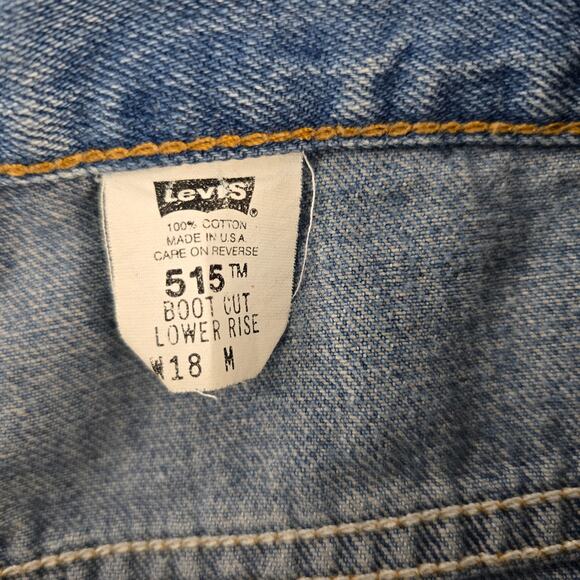 Levi’s 515 Women’s Distressed Denim Shorts 18M VTG Boot Cut Festival Woven Patch - Picture 10 of 12